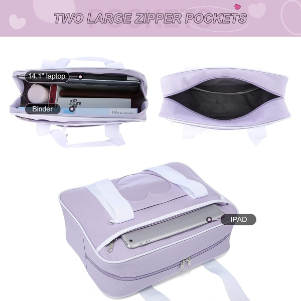 AVEKI Ita Bag Hjärta Japansk Skolväska Stor Anime Axelväska Kawaii Handväska för Kvinnor, Lila
