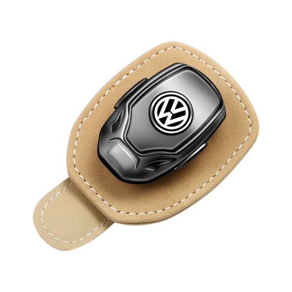 Egnet til VW-bil solbrillerholder, læderbrillerholder til solbriller til bilsolskærm khaki