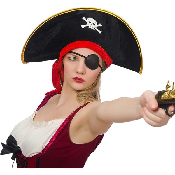 Set med 4 Halloween pirathatt dödskalletryck piratkapten kostymhatt Halloween maskeradfest cosplay hatt rekvisita dekoration