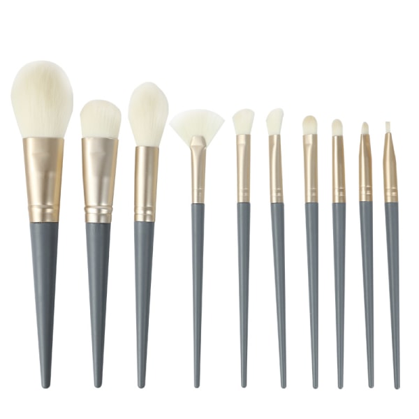 Reseset med 10 sminkborstar i vitt - Premium syntetiskt hår - Professionella sminkborstar för foundation, puder, contouring och rouge