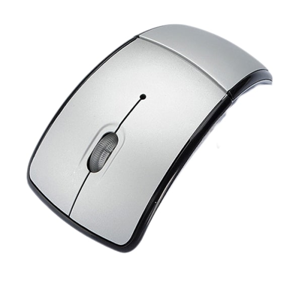 SHUJIK Trådlös PC-mus, 1600 dpi hopfällbar mus, 1600 DPI USB-mottagare för Arc-mus med USB-mottagare Silver Grey