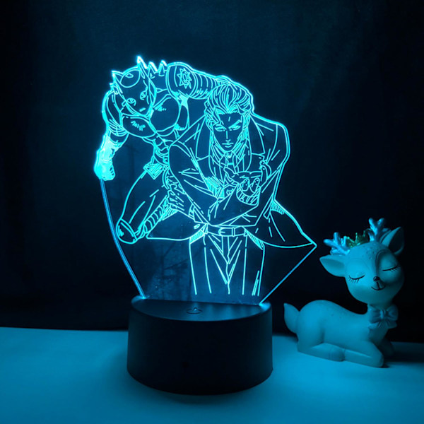3D Illusionslampe Anime JoJo's Bizarre Adventure Nattlys med Fjernkontroll for Soverom Dekorativ Gutter Jenter Bursdag Jul