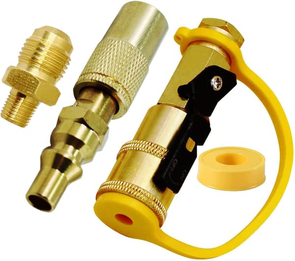 1/4\" Quick Disconnect Propanadapter til Campingovne & Bærbare Grills - Universal Gasfitting med Quick Connect Ventil, Sort