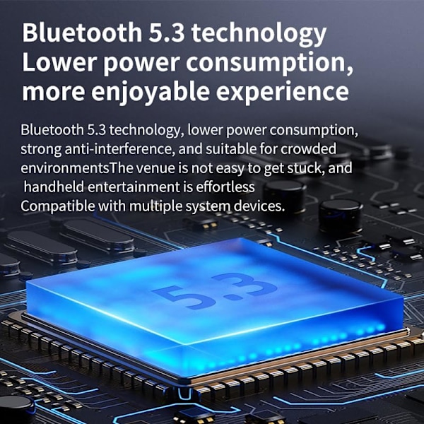 Langattomat nappikuulokkeet, Bluetooth V5.3 -kuulokkeet, vedenpitävät nappikuulokkeet, sisäänrakennetut mikrofonit, pitkäkestoinen toisto, korkealaatuinen stereokuuloke, melu