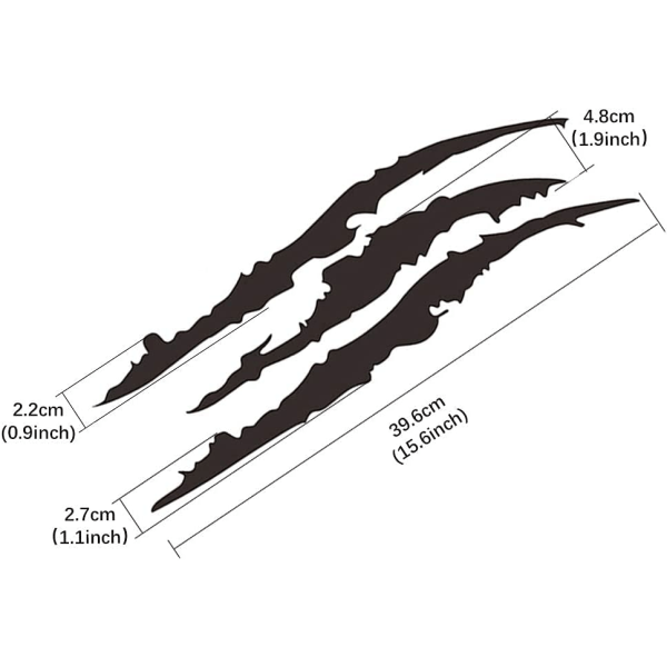 2 x Claw Marks Dekal-dekal 16 x 5 tum (svart)