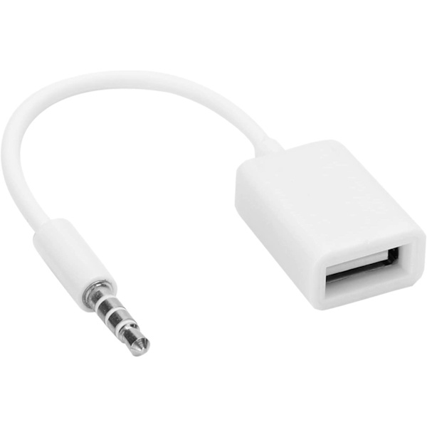 3,5 mm:n urosännöllä varustettu liitäntäkaapeli USB-naarasliitäntään, USB-naarasliitäntä 3,5 mm:n urosliitäntään, 3,5 mm:n apuliitäntäsovitinkaapelin muuntaja