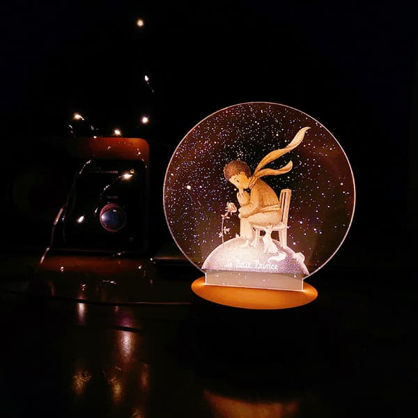 Pitit Prince 3d Led nattlys Barn Soverom Bordlampe