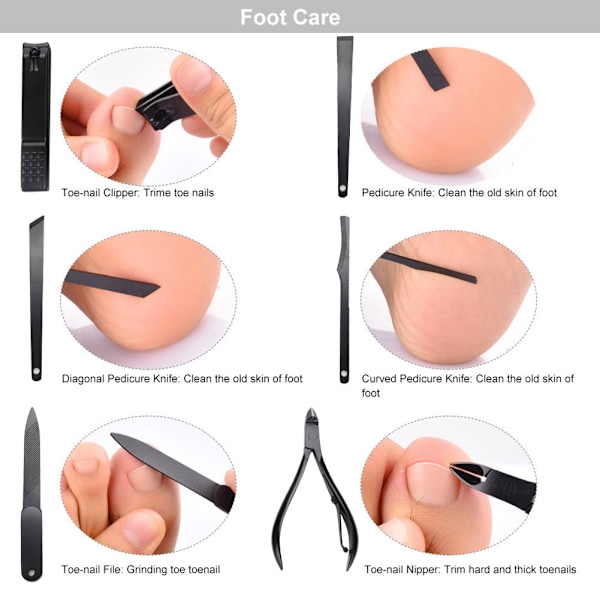 15 st rostfria nagelklippare manikyrverktyg nagelklippare trimmer set med fodral gul