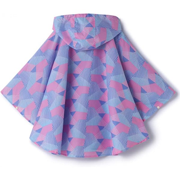 Børns Regn Poncho Hætte Jakke Regnfrakke, Geometrisk Pink, M