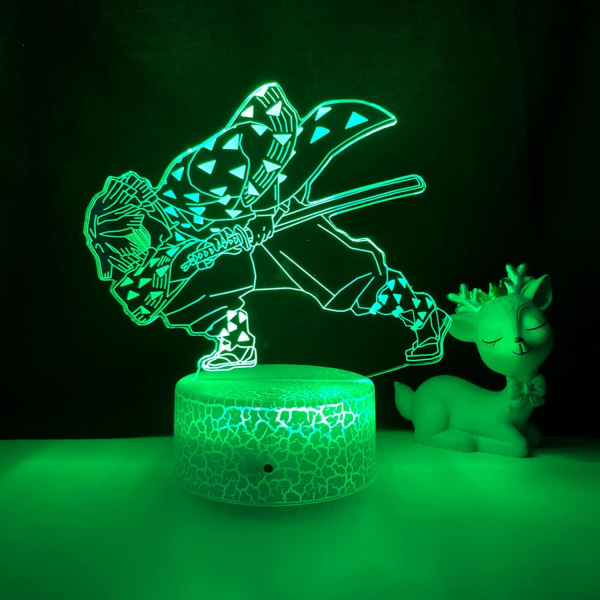 Akryl LED nattlampa Anime Demon Slayer Figur för barn barnrum Decor Cool Kimetsu Lamp Present