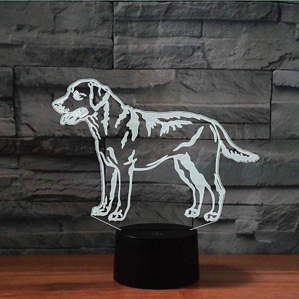 WJ 3D Gullhund Fjernkontroll 16 Farger Nattlys Illusjon Akryl LED Bordlampe Sengesidelampe Barn Soverom Skrivebord Dekor Bursdagsgaver Leke for Barn
