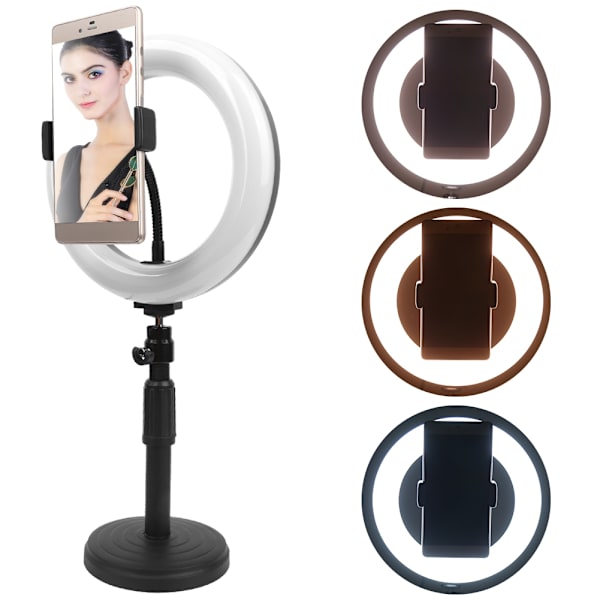 PULUZ 7,9 tum LED-ringljus för mobiltelefoner, livestreaming, skrivbordsfäste, kit PKT3073B