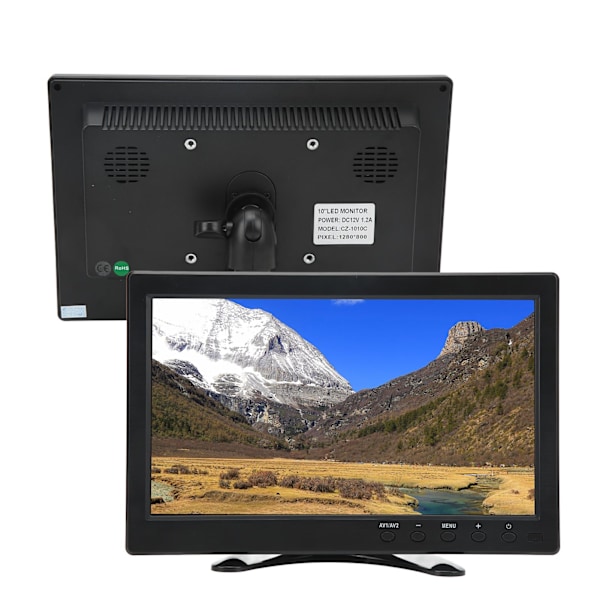 10,1 tums TFT LCD-skärm Bärbar HD-färgskärm med VGA AV BNC USB DC HD-multimedia-gränssnitt 100-240V EU-kontakt