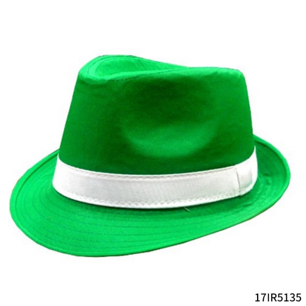 St Patrick's Day Fedora Hatt i rutigt tyg | Festtillbehör, irländsk festivalhatt shamrock hög hatt grön hatt festivaldekorationer M