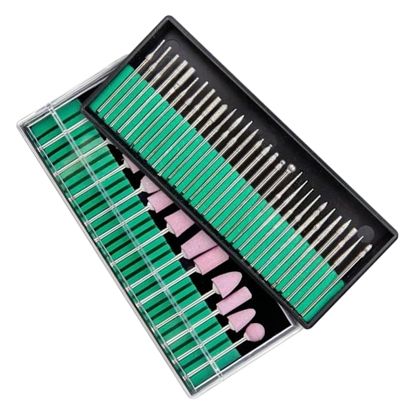 42-delad nagelborrset i kvartssten och kolstål, multifunktionellt nagelfilset för nagelslipning och polering