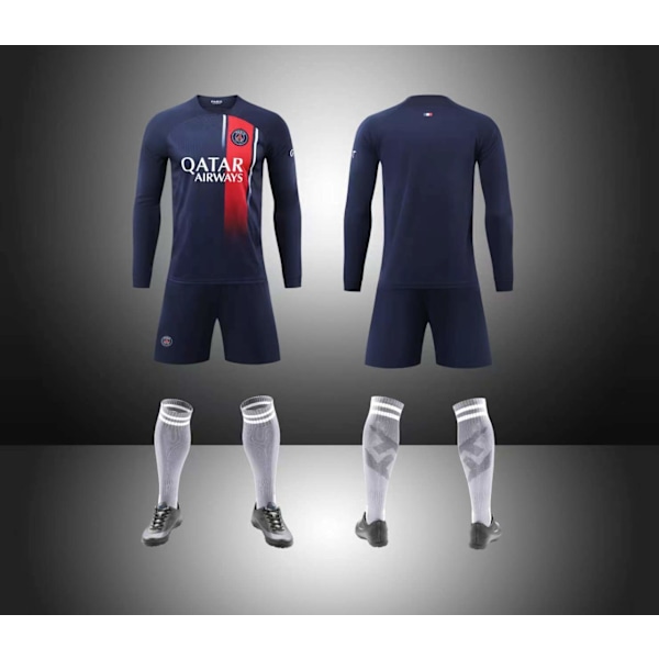 Paris Saint No tall 2023/2024 Langarmet høst, vinter Hjem Barn Fotballdrakt/Shorts/Sokker Sett   Ungdom barn Størrelser XL