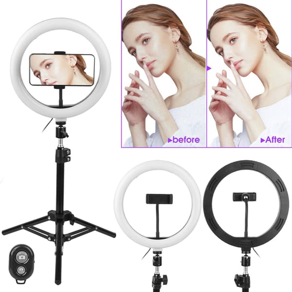 10'' dæmpbar LED-ringlys fotografering fyldlys med stativer til makeup videostudie