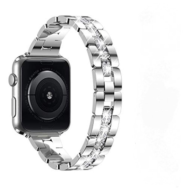 Timanttiset Metalliranneke Iwatchille Yhteensopiva SE Sarjan 6/5/4 Rannekkeen Kanssa --- Hopea (44mm)