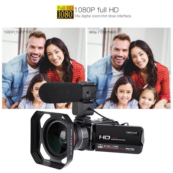VBESTLIFE HDV Z20 3.0 tum IPS-skärm WIFI 16x digital zoom 1080P DV digitalkamera -