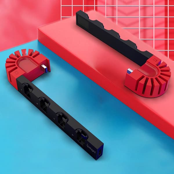 Oplader til Nintendo Switch med 4 porte til Joycons, Controller, Gamepad, Ladestation, Dock Station, Holder til Switch-konsol, Oplader, 9 spil slots