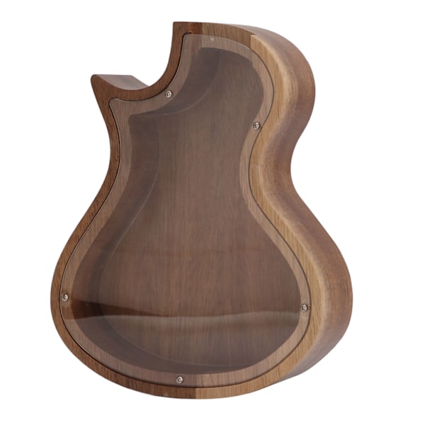 Piggy Bank Money Saving Pot Guitar Shaped Transparent Wooden for Bedroom Tabletop