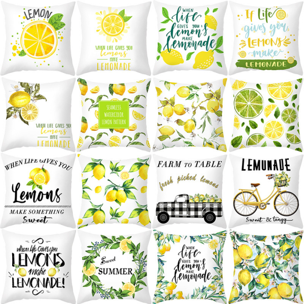 Citron Fall Kuddfodral Gult Citrontryck Kudde Mjuk Modern Bondgård  för Sovrum Soffa Vardagsrum 18 x 18 Tum (Citron 9)