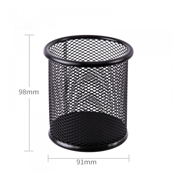 Pennhållare Mesh Pennhållare Skrivbordsarrangör Mesh Rund Pennkopp för Skrivbordskontor Pennarrangör, Vit+Svart