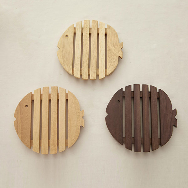Kjøkken tre tegneserie isolasjonsmatte spisebord matte sklisikker gryteunderlag kreativ søt tekopp skål matte coaster（Bøk   1 stk