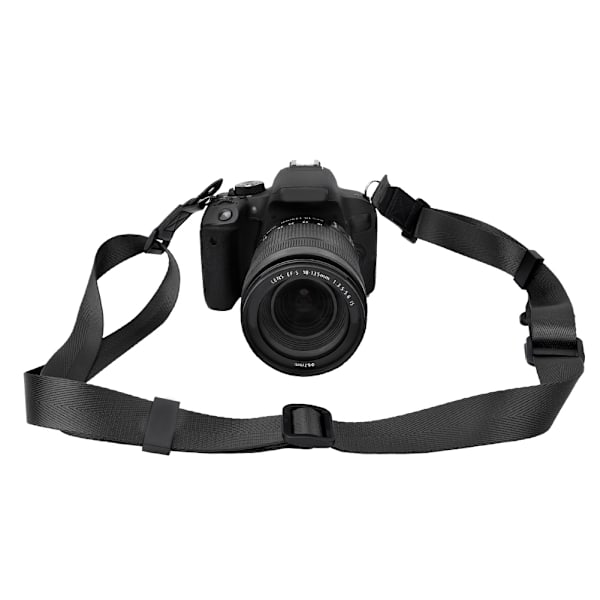 Universell nylon snabbjusterbar kamerarem för axel och nacke med metallring för DSLR, spegellös och direktkamera - Svart