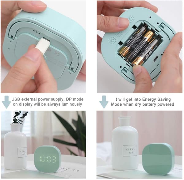 JUSTUP Digital väckarklocka Multifunktionell magnetisk LED Smart Sensor söt väckarklocka för barn --- Blå