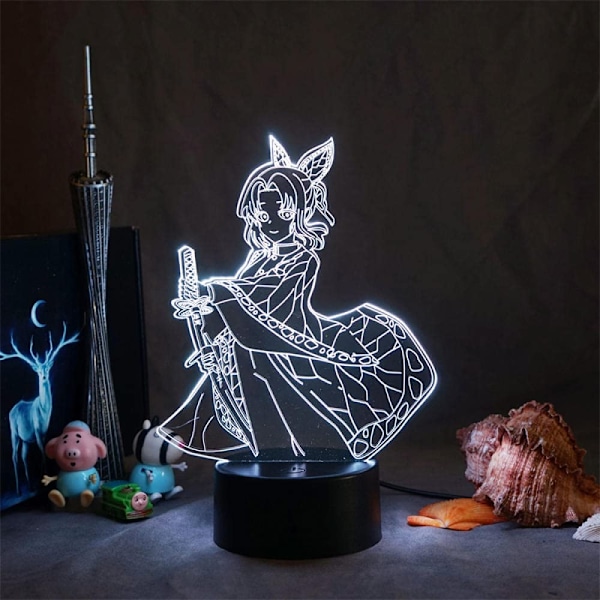 Anime Kimetsu No Nezuko Kamado Figur LED-Nattlampa för Sovrumsinredning Nattlampa Barn Bord 3D Lampor Demon Slayer, 16 Färger