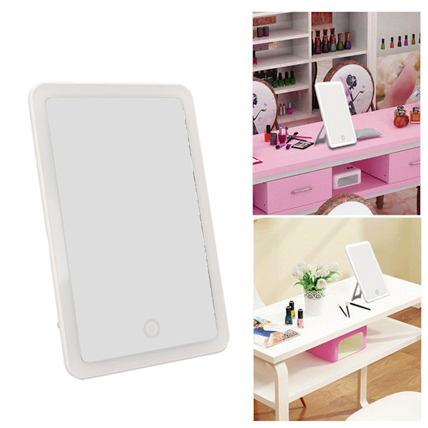 LED Makeup Spejl Trinløs Dæmpning 180 Graders Rotation Touch Switch USB Genopladelig Lighted Spejl