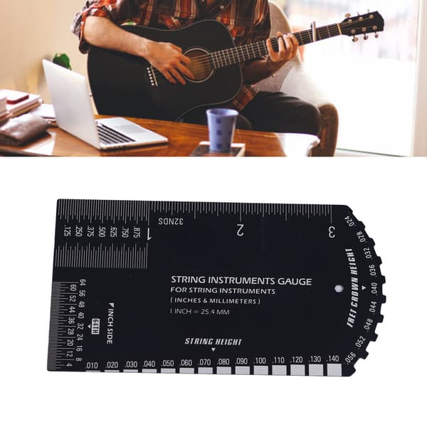 Stränghöjdsmätare i rostfritt stål, exakt och multifunktionell gitarrsetup-mätare
