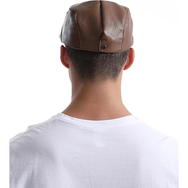 Mænds Klassisk Kunstlæder PU Kørsel Ivy Hat Fiske Golf Beret Newsboy Flat Cap