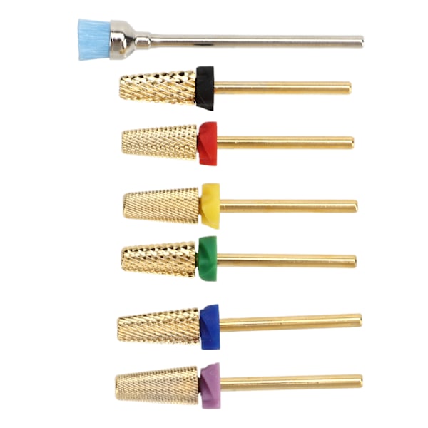 7 st Nail Drill Bits i Rostfritt Stål, Utbytbara Nail Drill Huvuden för Manikyr Slipning