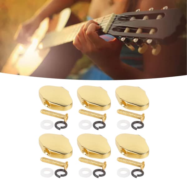 6 st gitarrstämningsskruvar Stämhuvud Knopp med skruvar och brickor för elgitarr Guld