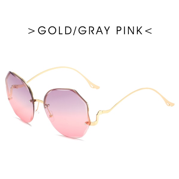 Klassiska båglösa solglasögon metallram diamantskärande lins Clear Eyewear Mode solglasögon för kvinnor
