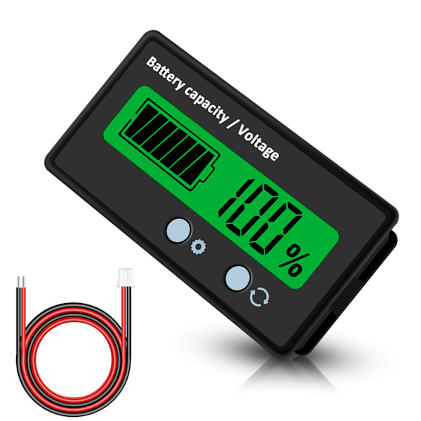 12V 24V 36V 48V Blybatteri & Lithium Batteritest LCD Display Batterikapacitetsindikator Batterimonitor