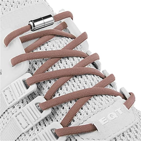 Elastiska skosnören för vuxna, barn och äldre, med två par elastiska skosnören（Tan）