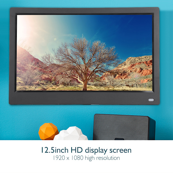 12,5\" skärm HDMI IPS Multifunktionell Digital Elektrisk Fotoram 1080P (Svart )