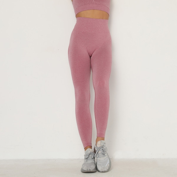 Dam Seamless Yoga Athletic Byxor Träning Hög midja Löpning Mage Control Sports Leggings (XL)
