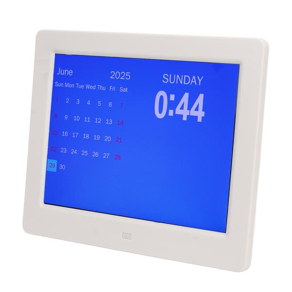 Digital klokkekalender 8 tommer elektronisk WIFI med dato dag påminnelse værmelding for eldre hvit 100‑240V EU-plugg