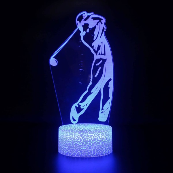 3D Illusion Lampa Golfboll 3D Bordslampa Barn Barn Födelsedagspresent Kreativ Ljus Present Stereo Vision Färgglad Nattljus Vit Bas: Färgglad touch