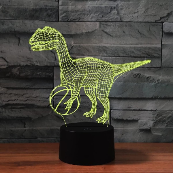 WJ 3D dinosaurie fjärrkontroll 16 färger nattljus illusion akryl LED bordslampa sänglampa barn sovrum skrivbordsdekor födelsedagspresenter leksak för barn