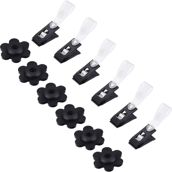 6-delars trädgårdsflagga gummiproppar och klämmor set, flaggstångshållare för inomhus/utomhusbruk black