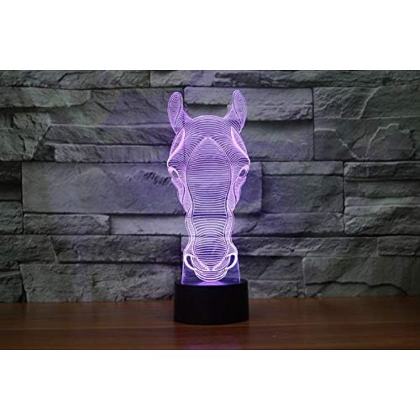WJ 3D Hest Fjernbetjening 16 Farve Natlys Illusion Akryl LED Bordlampe Sengelampe Børns Soveværelse Skrivebordsdekoration Fødselsdagsgaver Legetøj til Børn