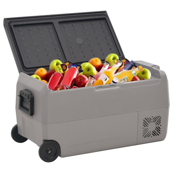 Kylbox med hjul och handtag 60L svart och grå PP och PE