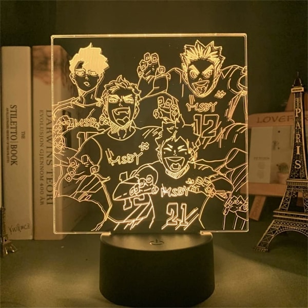 WJ Anime 3D-lampa Kotaro Bokuto och Kuroo Tetsurou Team Cool LED Illusion Nattlampa RGB 16 Färger Barnrum Dekor Anime Ljus med Fjärrkontroll Volleyboll Junior