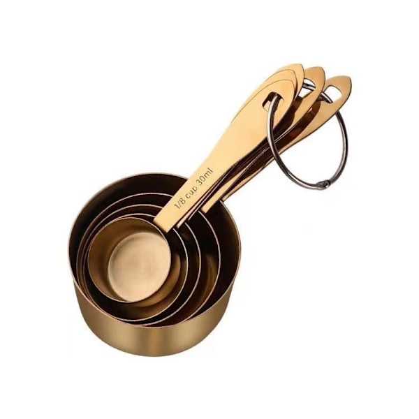 Köksmätkopp i rostfritt stål guld set om 5, används för noggrann mätning av torrt spannmål, mjöl, vätska, etc.