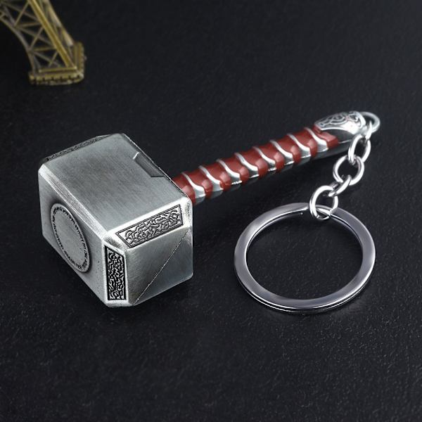 Thor Hammer 2 Tinn Nøkkelring Hammer nøkkelring Thors hammer legering anheng
